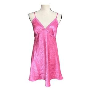 Flora Pink Satin Chemise Nightgown Size M